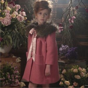 Blu Pony Vintage Wool Blend Mimi Faux Fur Collar Pink Coat